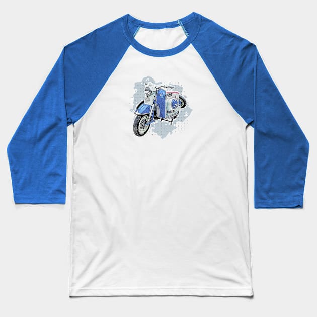 Vintage Motor Scooter Baseball T-Shirt by Cre8tiveSpirit